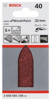 Шлифлист, в упаковке 5 шт. 32 mm, 40 2608605166